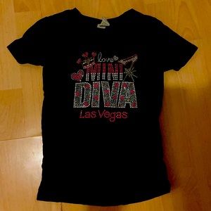 Love Mini Diva Las Vegas black cotton t-shirt. Sml
